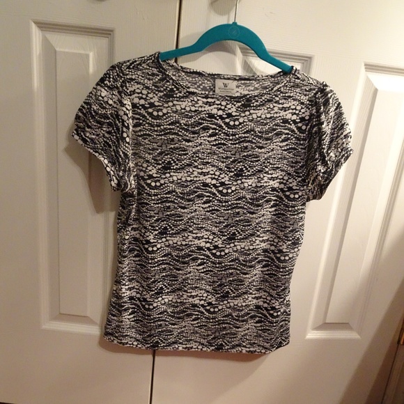 Worthington Tops - Worthington Petite Stretch Black/White/Gray Top MP